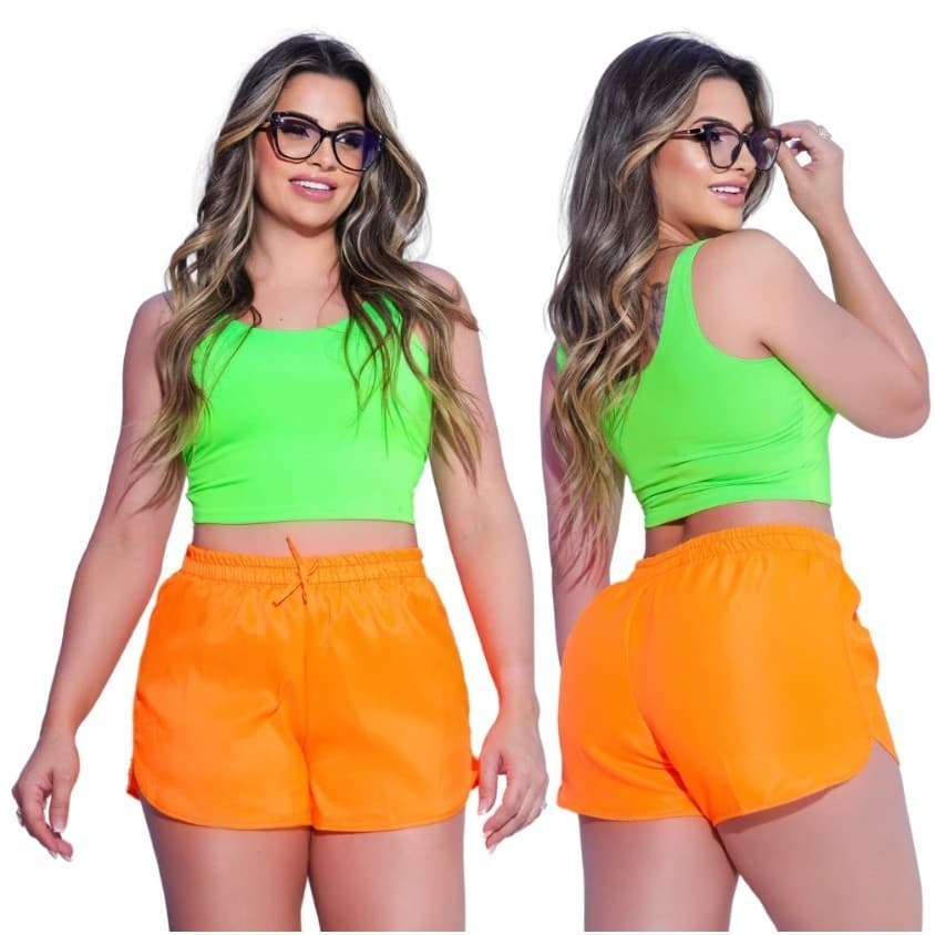 Short Plus Size Feminino Tactel Bermuda Praia Piscina Reveillon Cintura Alta