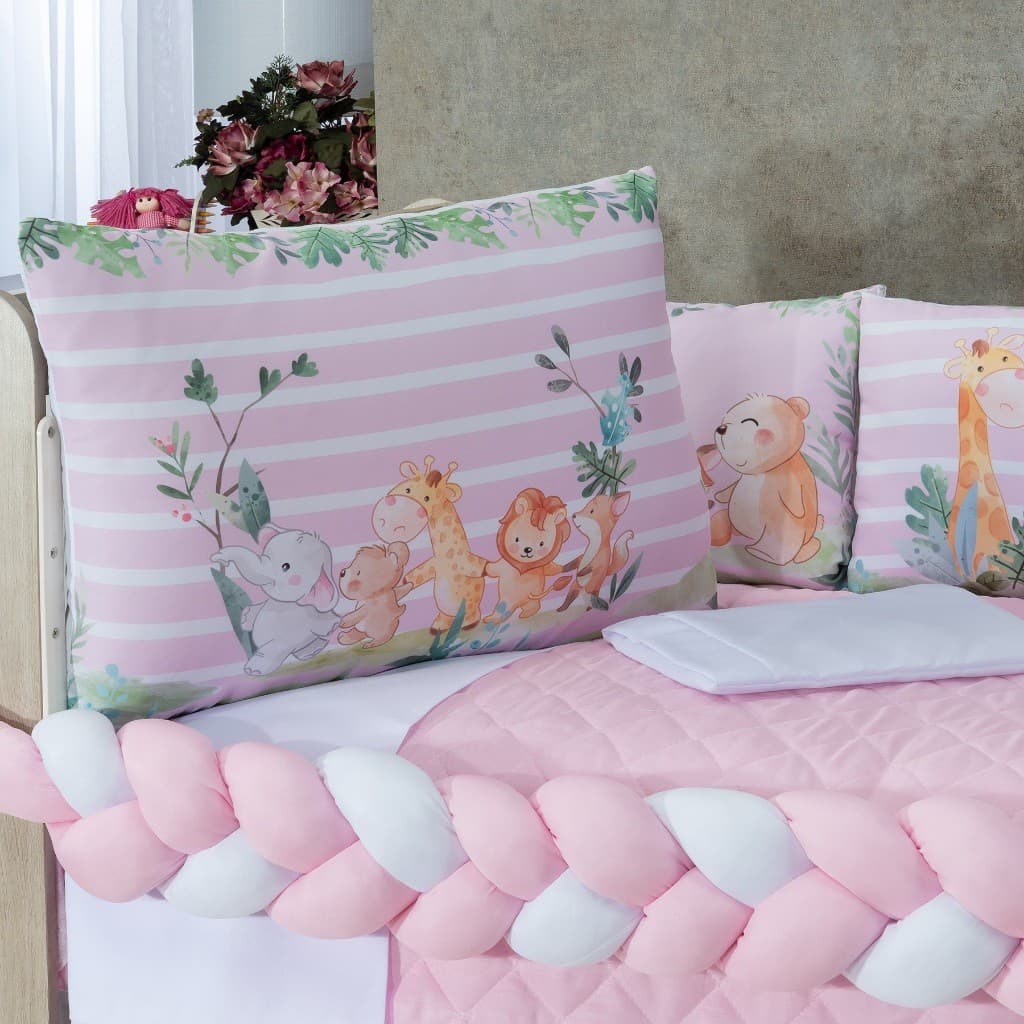 Kit Berço Completo 12 Peças Para Menina Enxoval de Bebê Americano Mosquiteiro  Trocador Aconchego e Segurança