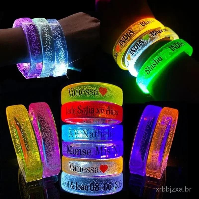 10/30 Peças Pulseiras Iluminadas Por LED Personalizadas Luminosas Acrílicas Que Brilham No Escuro Suprimentos De Festa P
