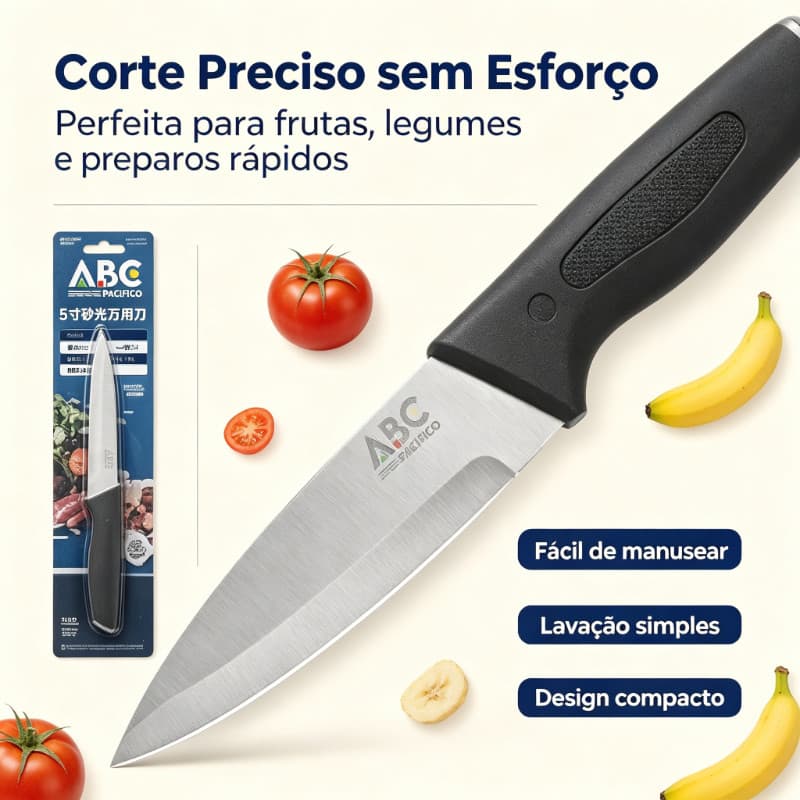 Kit 2 Facas ABC Inox | Faca Multiuso + Faca Descascadora para Cozinha