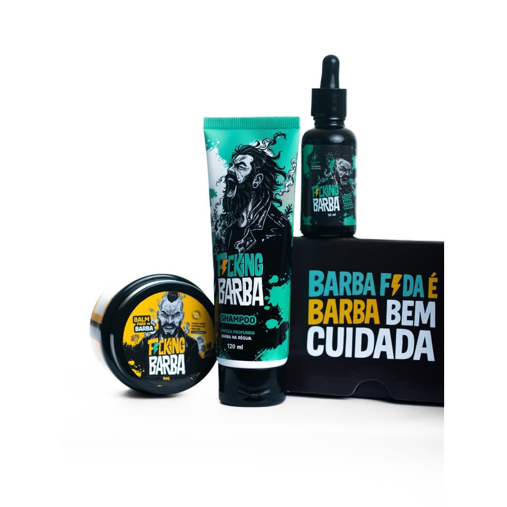 Kit Completo FuckingBarba — Shampoo, Balm e Óleo para Barba