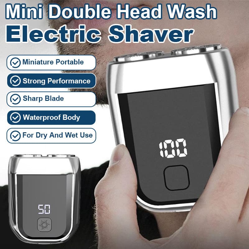 [Portátil e Compacto] Washable Dual Head Electric Razor Mini Electric Shaver Barbeador/Cabeça Dupla/Elétrico