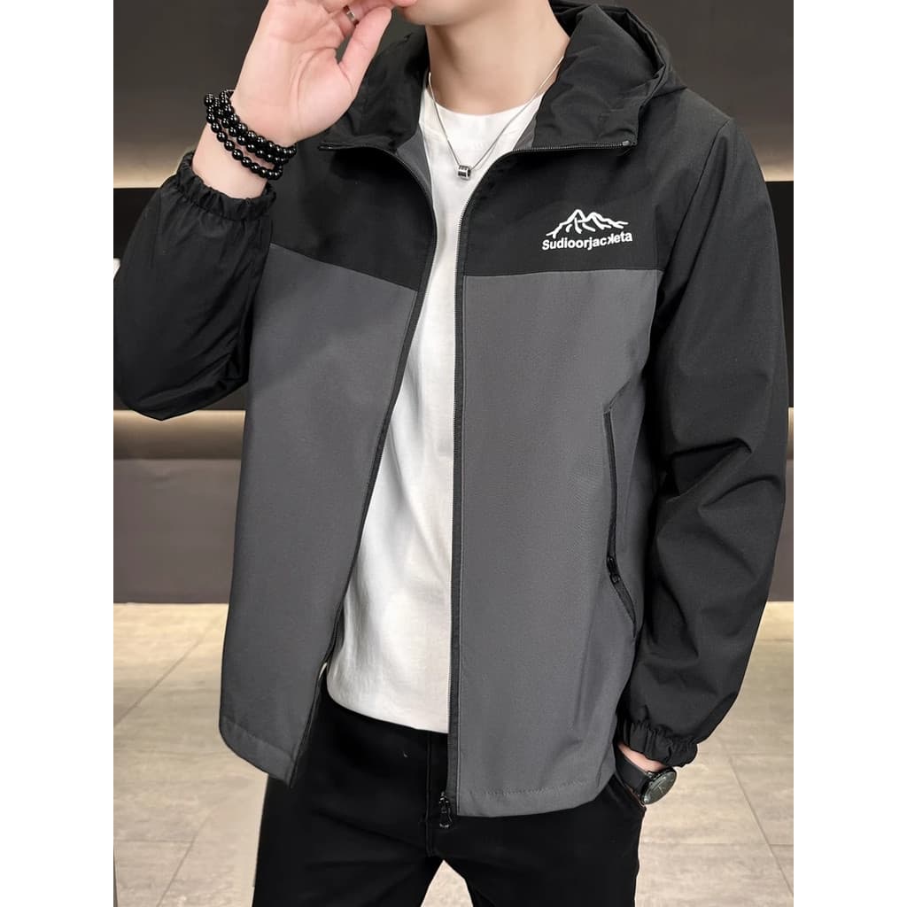 Primavera outono jaqueta masculina Casual jaqueta esportiva masculina à prova de vento impermeável com capuz jaqueta fin