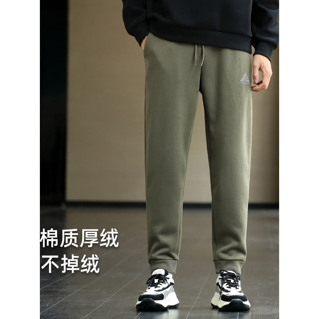 Treinador 360g forro de lã engrossado Sweatpants masculino outono inverno pesado esportes ao ar livre calças casuais de