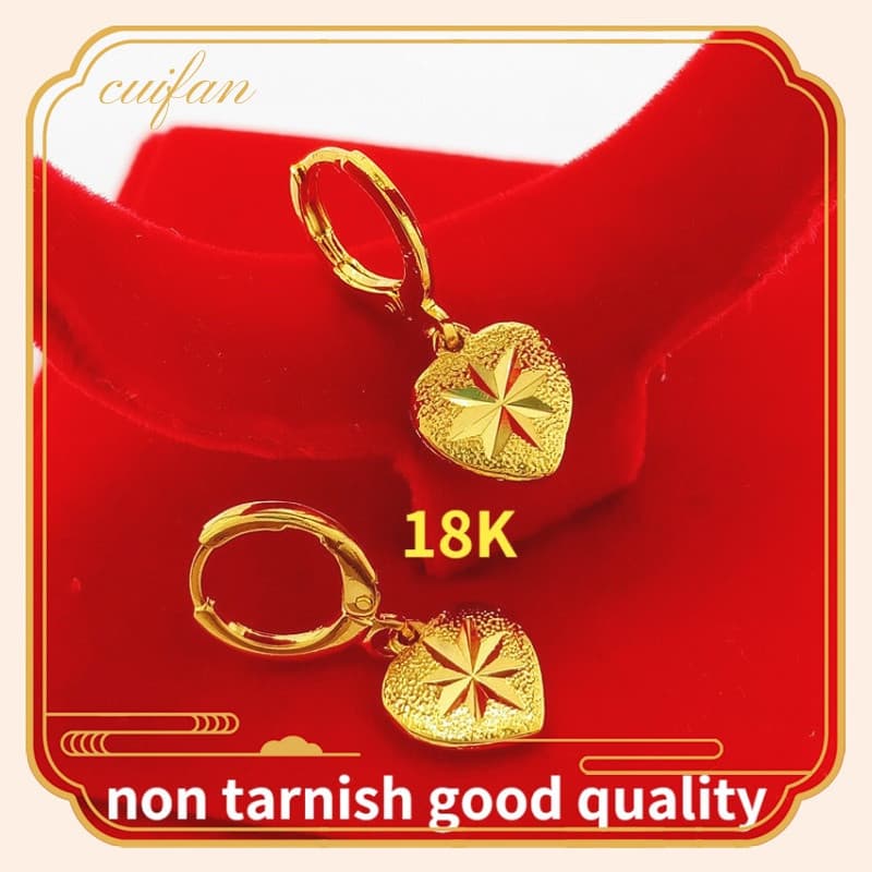 Brincos Puro De Ouro 18K Coração De Pão Emaranhado De Amor Para Mulheres Joalheria Presente De Aniversário Jóias Saudita