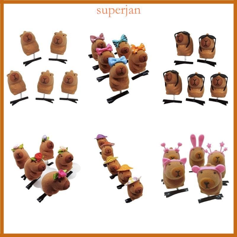 5 Pcs Charme 3D Capivara Grampos Cabelo Elegante Grampo
