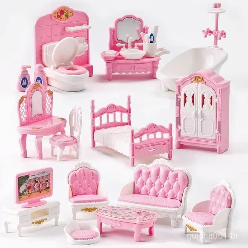 1 : 12 Conjunto De Móveis Para Casa Em Miniatura-Beliche Quarto Sala De Estar Cozinha Acessório De Banheiro Bonecas Brin