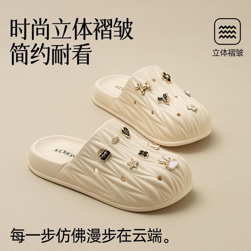 Senhoras chinelos verão ao ar livre usar High-End sentimento interior escritório em casa buraco sapatos banho antiderrap
