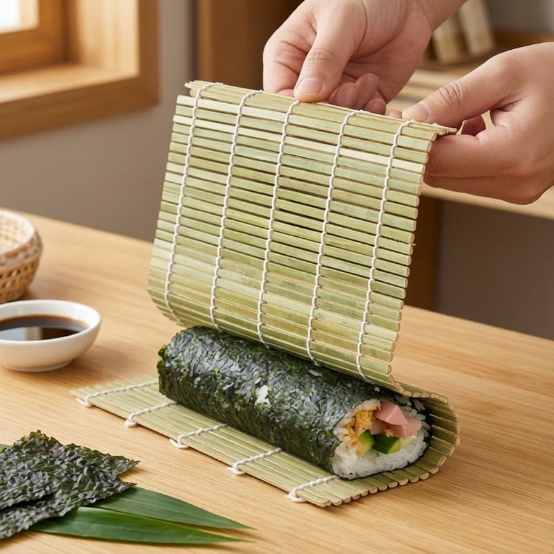 Cortina de rolo de sushi pele verde pele branca sushi arroz bola molde sushi cortina sushi esteira algas arroz ferrament
