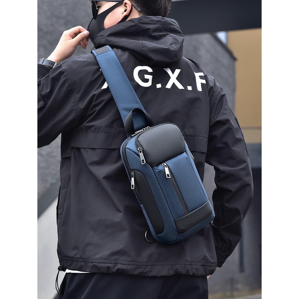 Bolsa de peito masculina bolsa mensageiro bolsa mensageiro multifuncional de ombro mensageiro esportiva moto