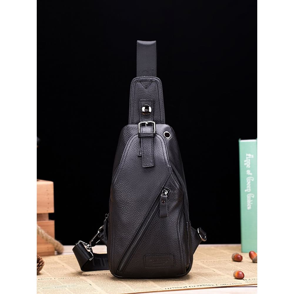 Capitão Niu Mochila pequena masculina Fashion bolsa de peito primeira camada de couro genuíno bolsa mensageiro de um omb