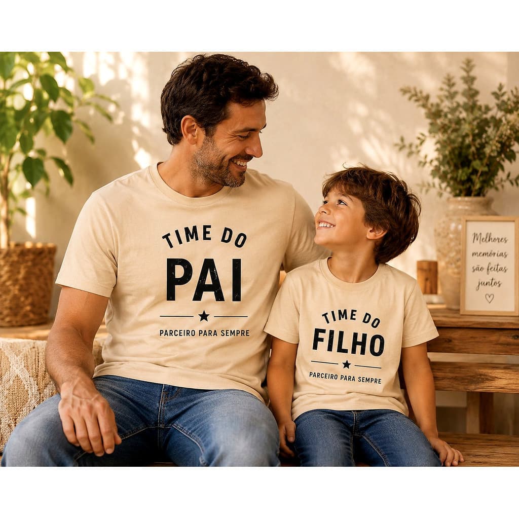 Kit Camiseta Dia Dos Pais Adulto Infantil Pai e Filho Time do Pai Time do Filho 100% Algodão Presente Tal Pai Tal Filho