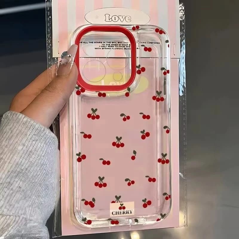 Capinha Capa Para MOTO G04 G13 G14 G15 G20 G22 G32 G34 G35 G60 G84 Transparente À Prova de Choque Cherry pattern