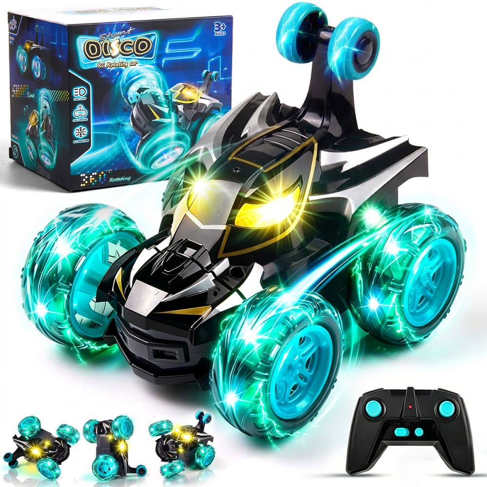 Carro Controle Remoto Monstro Morcego 360° 4WD Todo Terreno LED Recarregável 2.4GHz Brinquedo Infantil