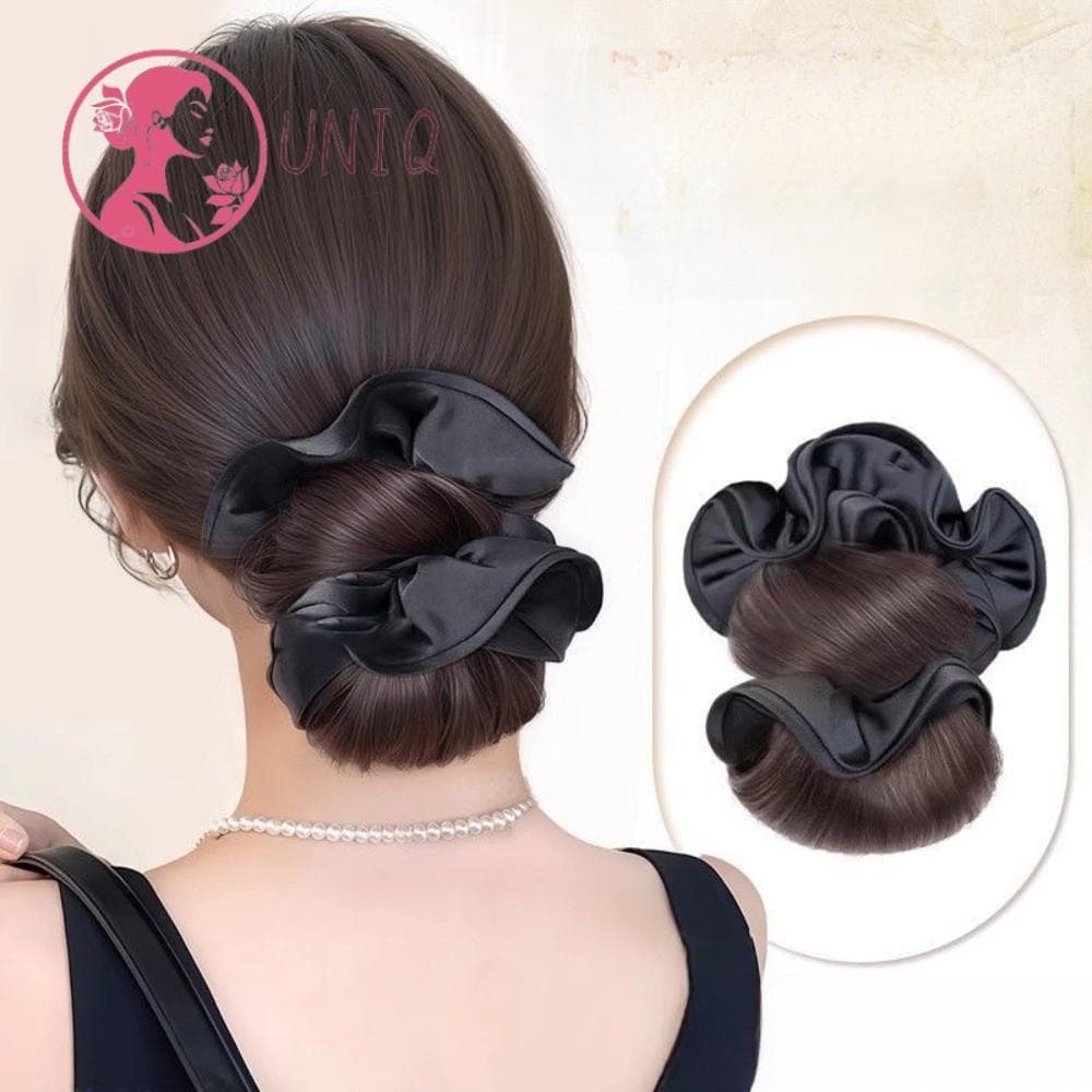 Clipe De Garra De Coque De Cabelo UNIQ , Com Laço Peruca De Cabeça Fofo , Sintética Preta Acessórios