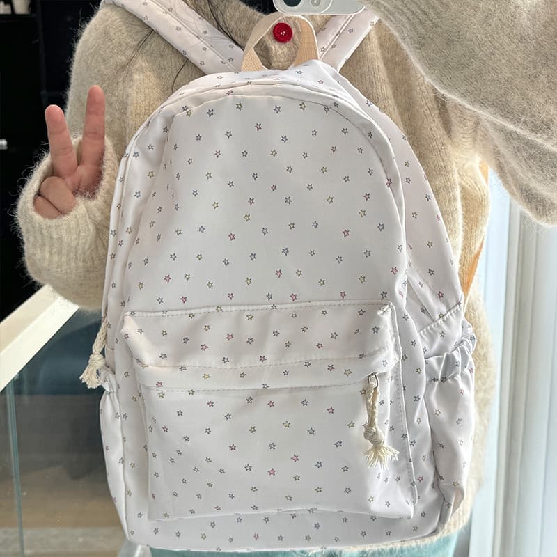 Estilo Original caseiro doce menina estrela All-Match mochila menina dopamina bonito saco de escola branco
