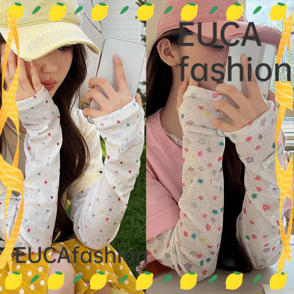 Mangas De Proteção Solar EUCAFASHION , Braço Com Furo Para Polegar UV , Capas Respiráveis Estampa De Estrela