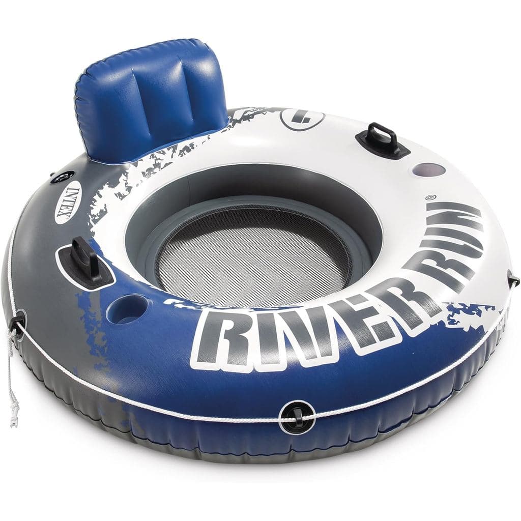 INTEX 58825EP River Run 1 Espreguiçadeira Flutuante Inflável: Encosto Confortável – Porta-Copos Integrados – Alças de Se