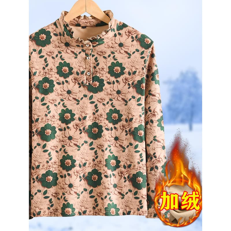 Outono inverno mãe dupla face velo meia gola alta camisa de fundo feminina roupas de outono novo estilo elegante All-Mat