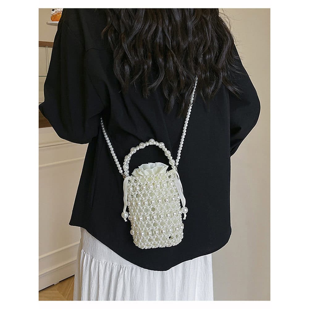 bolsa feminina bolsa transversal feminino Francês tecido pérola bolsa 2026 primavera verão novo estilo nicho Design Cros