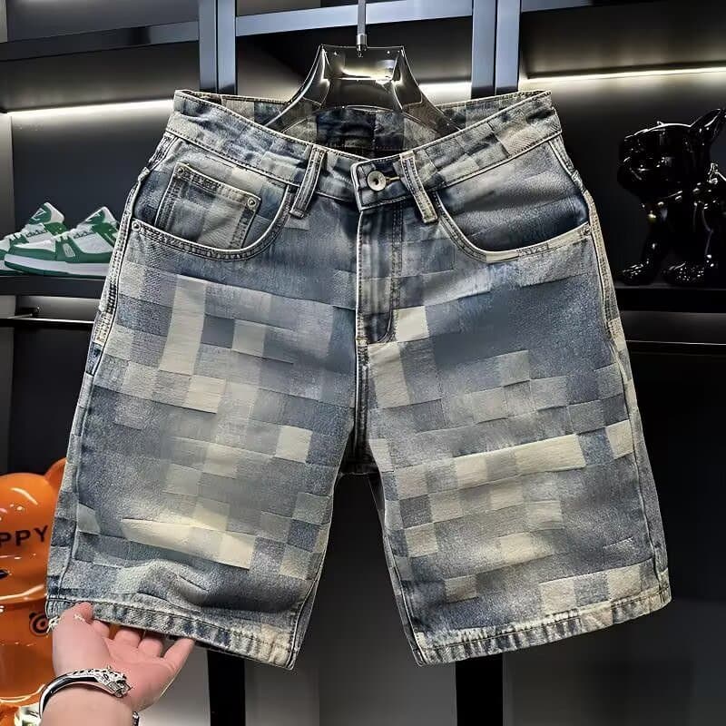 Estilo artesanal moda Denim Shorts masculino Street Wear estilo americano estilo fino calças cortadas 2026 verão novo es
