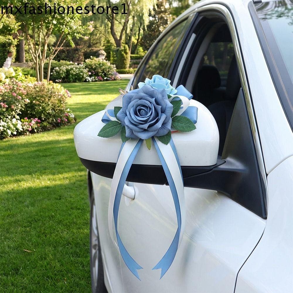 MXFASHIONE Decoração De Carro De Casamento , Espelho Retrovisor De Luxo De Flor De Simulação Flores