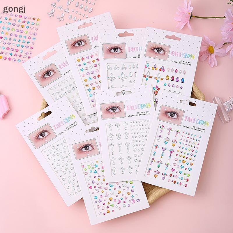 [gongj] Tatuagem De Cristal Stier Glitter Delineador Sobrancelha Maquiagem Rosto Olhos Diamante Temporária Ro Strass 3D