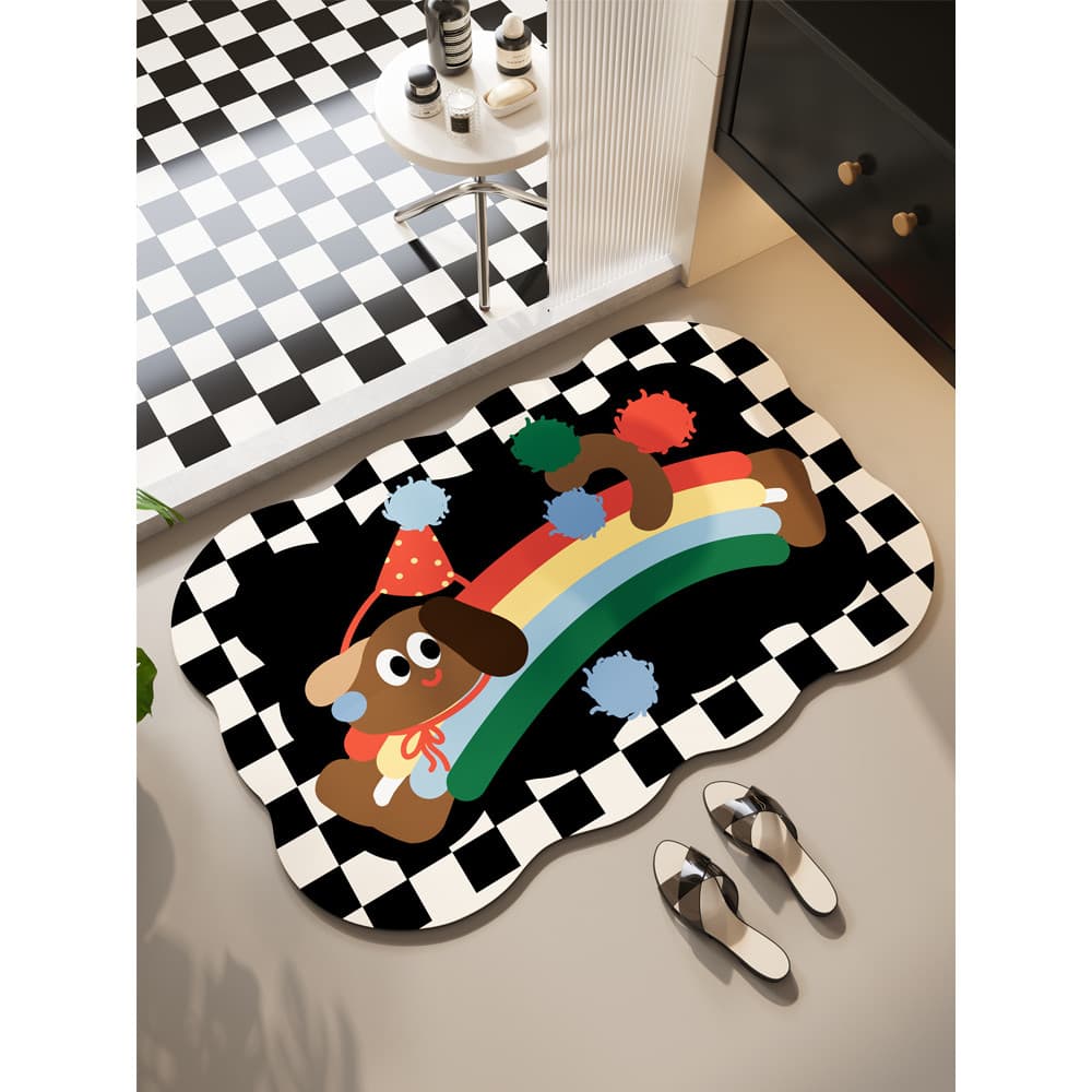 Almofada absorvente de lama diatomácea dos desenhos animados dos desenhos animados tapete de porta do banheiro toalete d