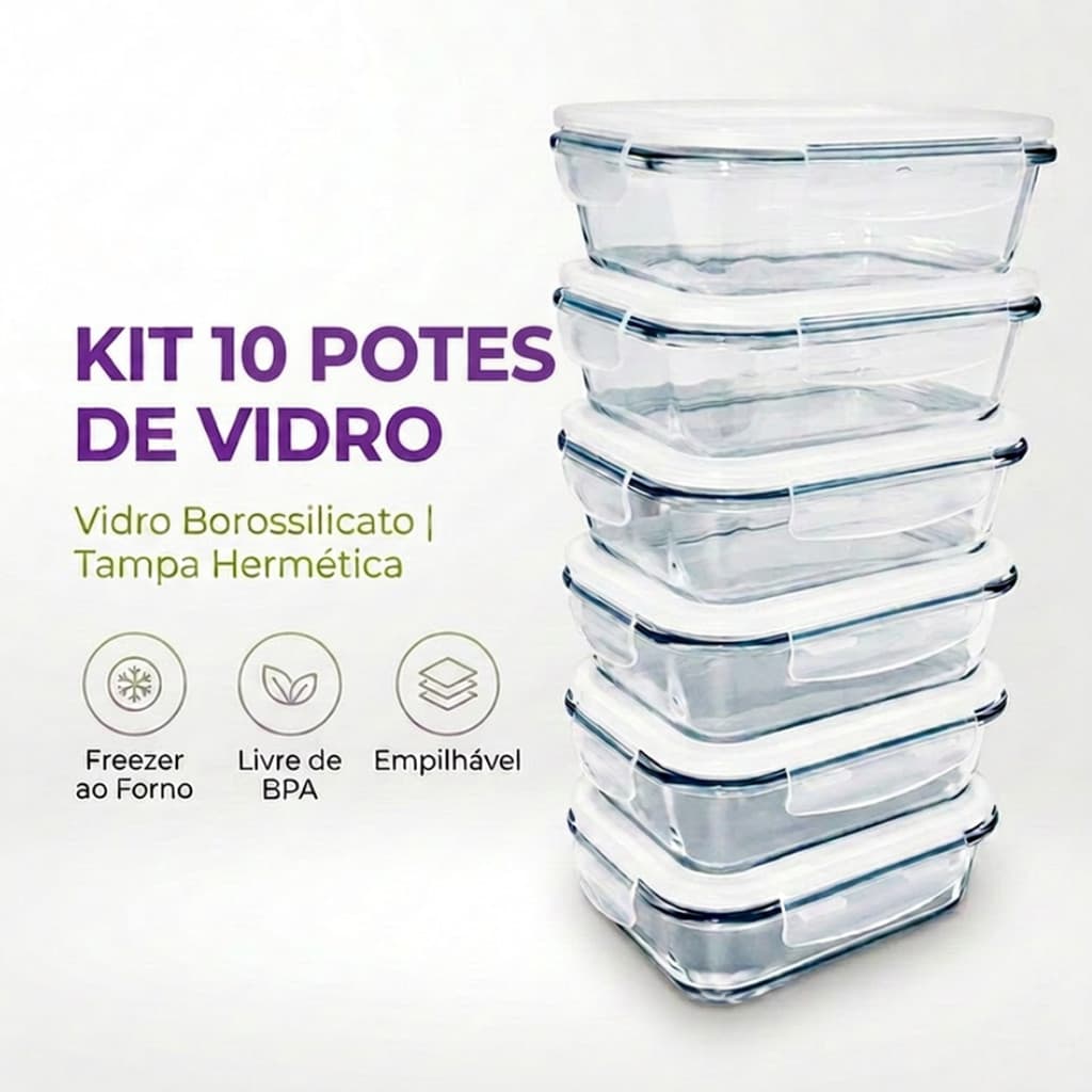 KIT 3 POTES VIDRO HERMETICO 640 ML  MARMITA