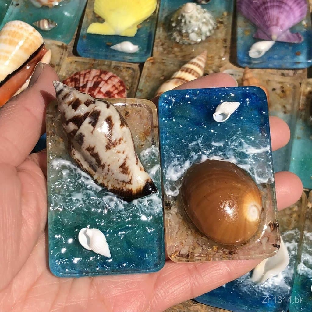 Ímãs de geladeira feitos de conchas e bivalves naturais, artesanato e decorações para casa, presentes criativos e lembra