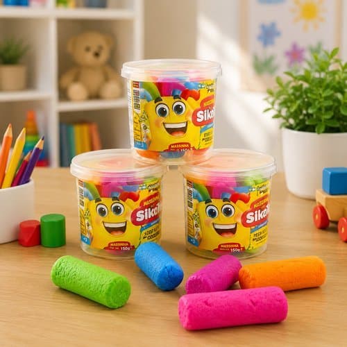Pote de Massinha 75 g com  05 Unidades Brinquedo Educativo Criativo Infantil