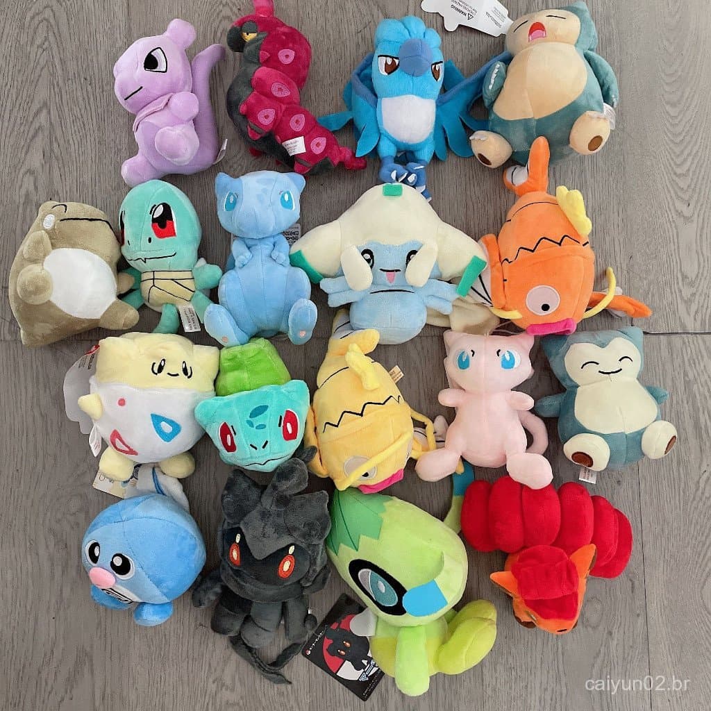 18 Estilos de Brinquedos de Pelúcia: Pikachu, Articuno, Magikarp, Figuras de Anime, Bonecos de Animais Kawaii e Fofos pa
