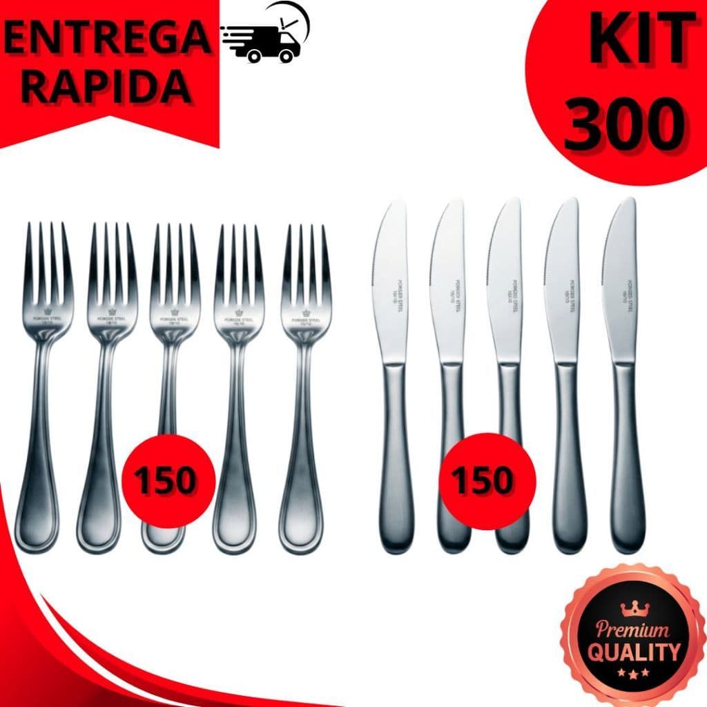 Kit Talheres Inox 100 Peças Garfos e Facas Premium Reforçados Para Mesa e Restaurante