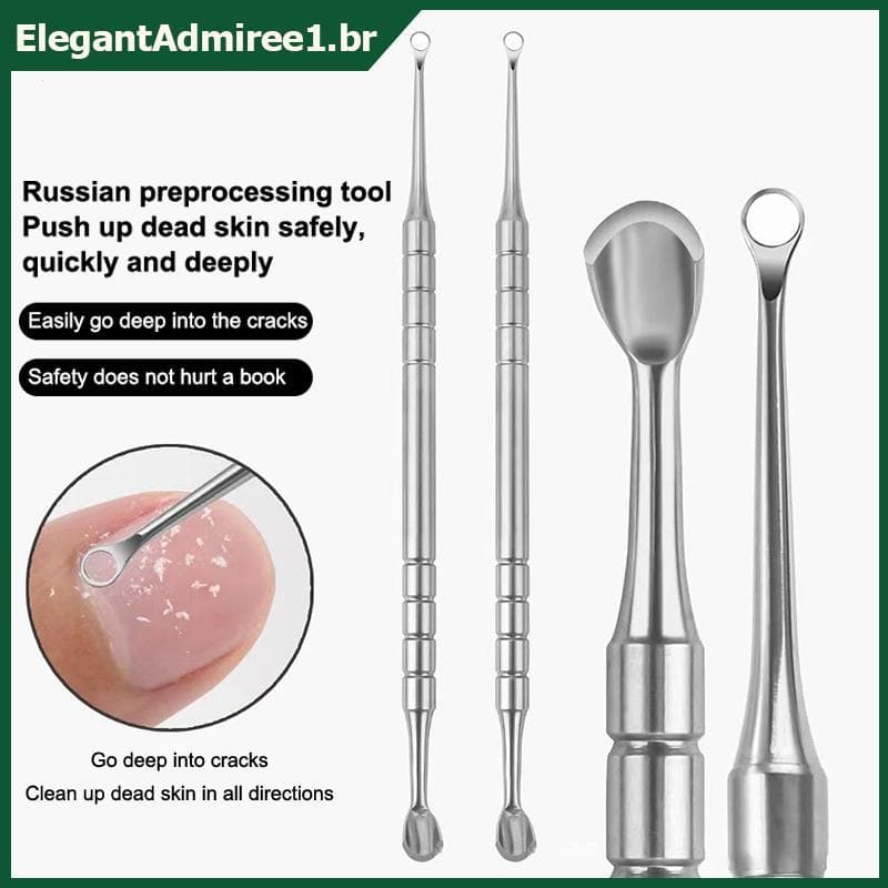 ELEGA Removedor De Cutícula De Aço Inoxidável De Duas Cabeças Ferramenta De Manicure Empurrador De Unhas