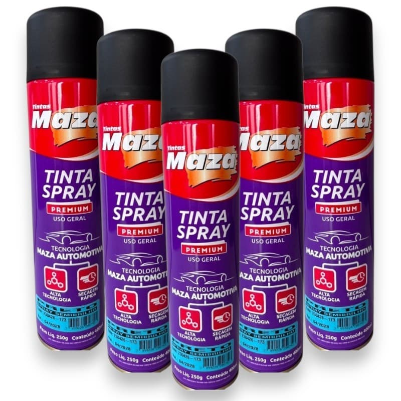 KIT 5 TINTAS USO GERAL MAZA PRETO SEMI BRILHO 400ML