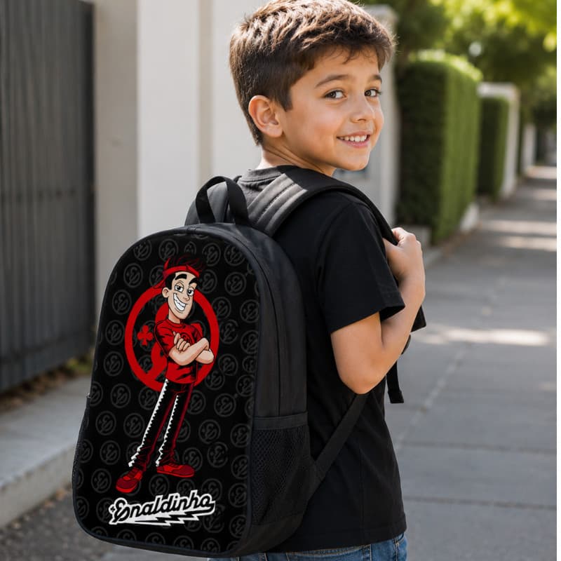 Mochila Simples E Estojo Escolar Tema Mundo Dos Desafios Infantil Kit Completo Ou Avulso