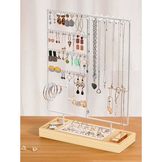 Criativo arte de ferro requintado Desktop jóias expositor lugar brincos colar pulseira anel Multi-camada Rack de armazen