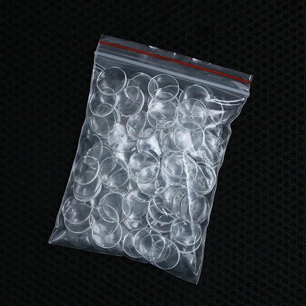Chips De Olho De Vidro DIY Artesanato Jóias Fazendo Boneca Globos Oculares Transparente 14mm Volta Plana Remen