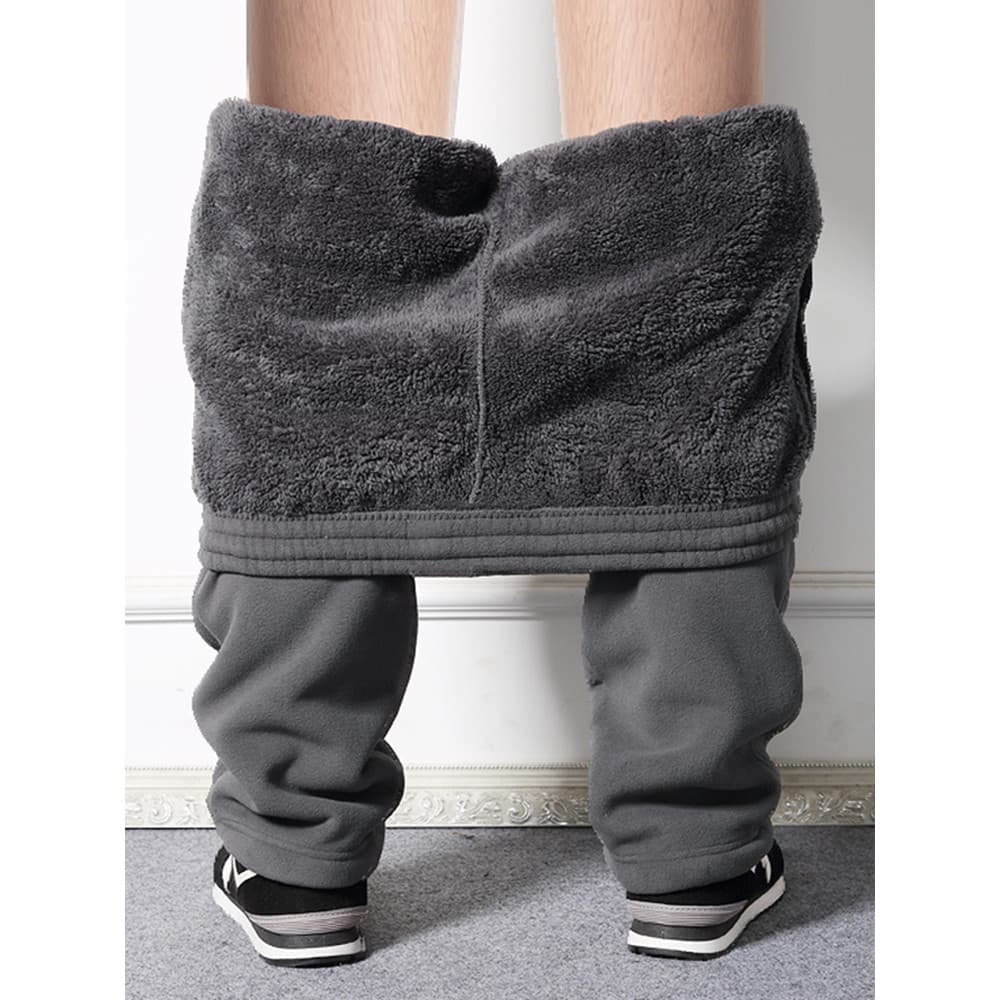 Forro de lã engrossado calças esportivas calças compridas masculinas inverno em linha reta velo Sweatpants meia-idade me