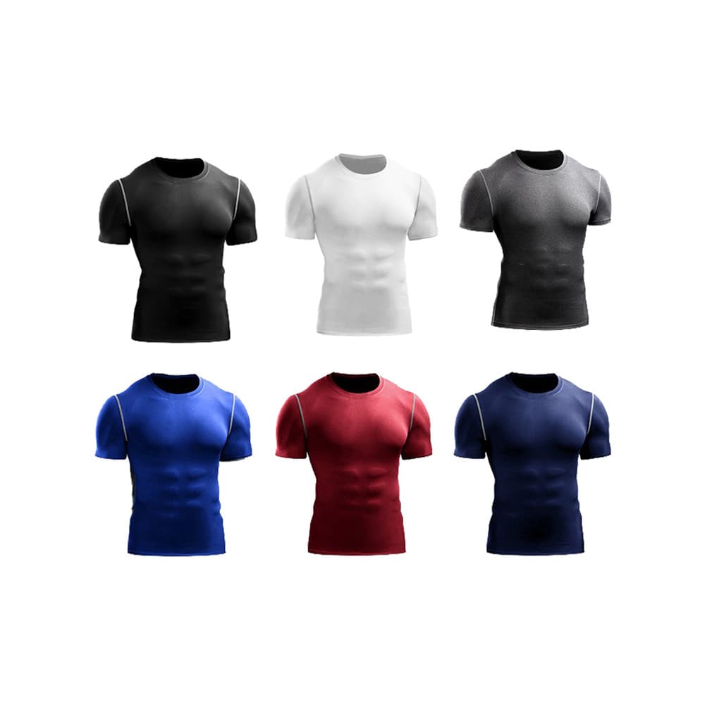 Quma esportes de manga curta Base de basquete muscular estiramento collants roupas de secagem rápida roupas de Fitness c