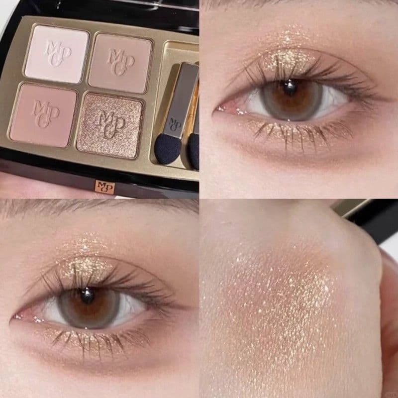 [Mao Geping] Paleta Original de Sombras para Olhos Quatro Cores Escultura Terra Cristalina, Tons de Chá Branco, Champanh