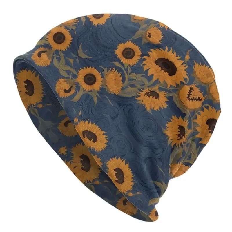 Vincent Van Gogh Crânios Gorros Bonés Unisex Inverno Quente Malha Chapéu Das Mulheres Dos Homens Rua Girassol Pintura A