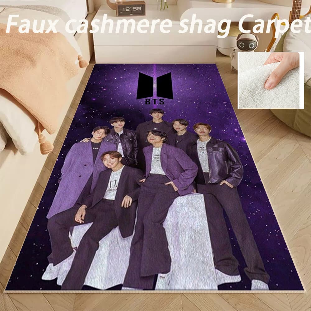BTS BTS BTS BT21 Mercadoria de celebridades Cobertor de cabeceira para quarto principal Sala de estar Tapete grande resi