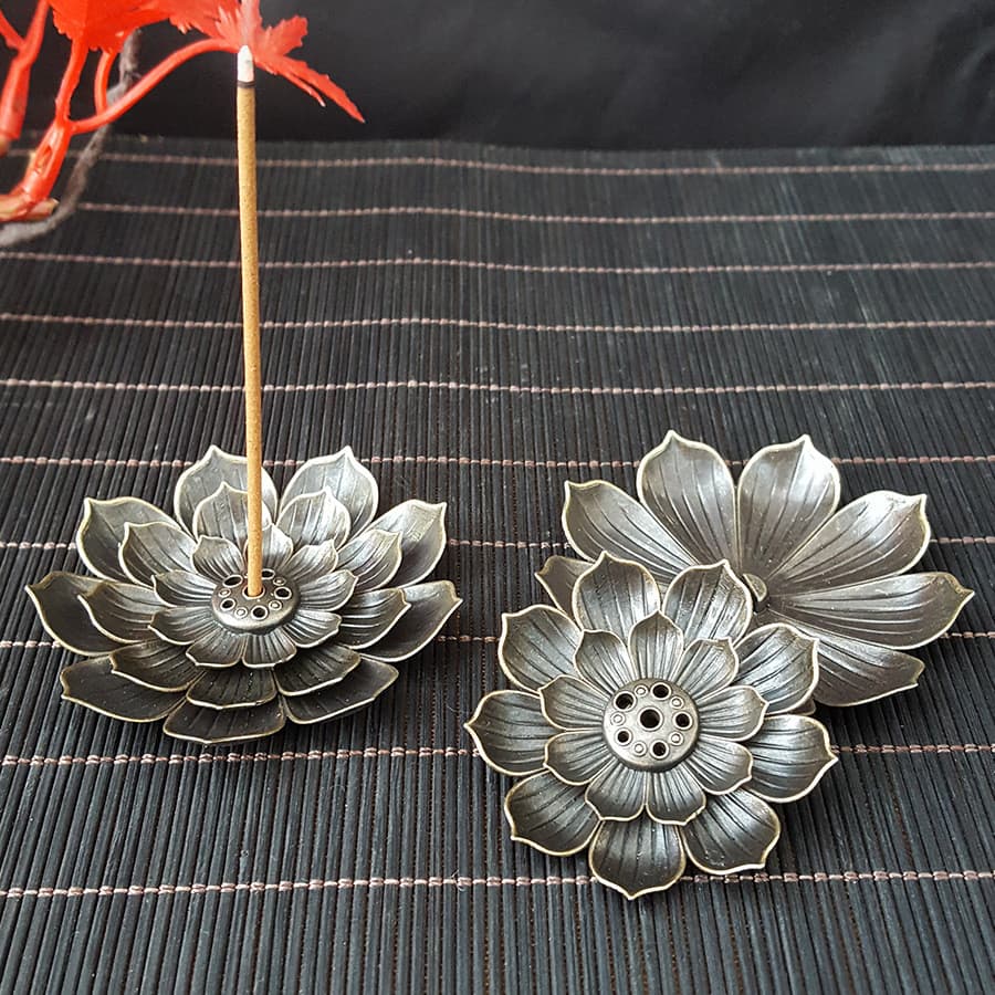 Lote do fabricante, queimador de incenso de lótus de três camadas, queimador de incenso retrô, queimador de incenso Zen