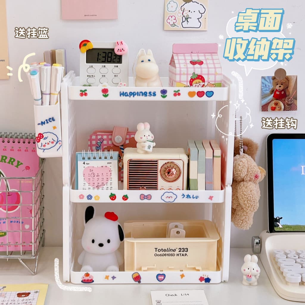 Tidy-up Rack de armazenamento de camada dupla estilo Muji Hole Board Gancho Prateleira de armazenamento de escritório Su