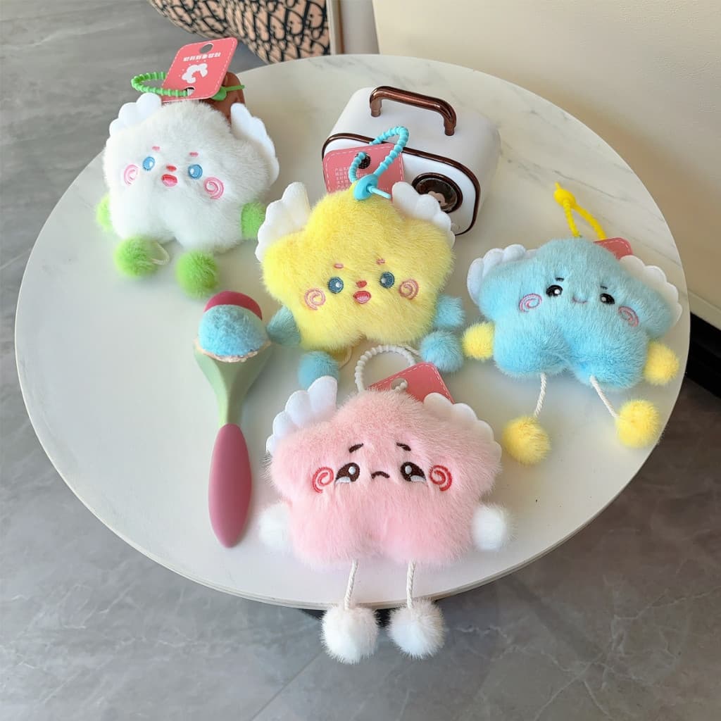 Brinquedo de pelúcia colorido com chaveiro - Macio e seguro, adequado para bebês de 0 a 3 anos - Presente fofo para cria