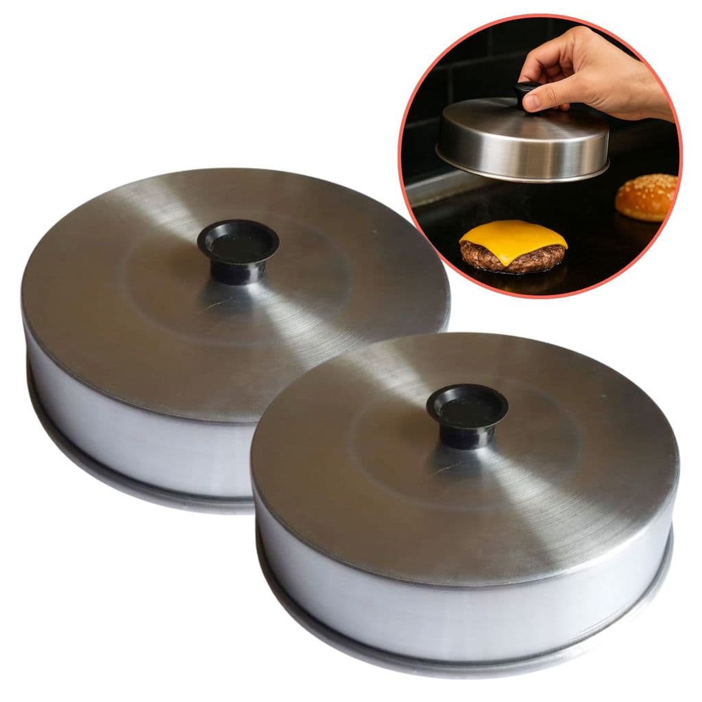 Kit 2/4/6 Abafador Hamburguer Alumínio 19cm Tampa Chapa Artesanal Gourmet Multiuso Profissional