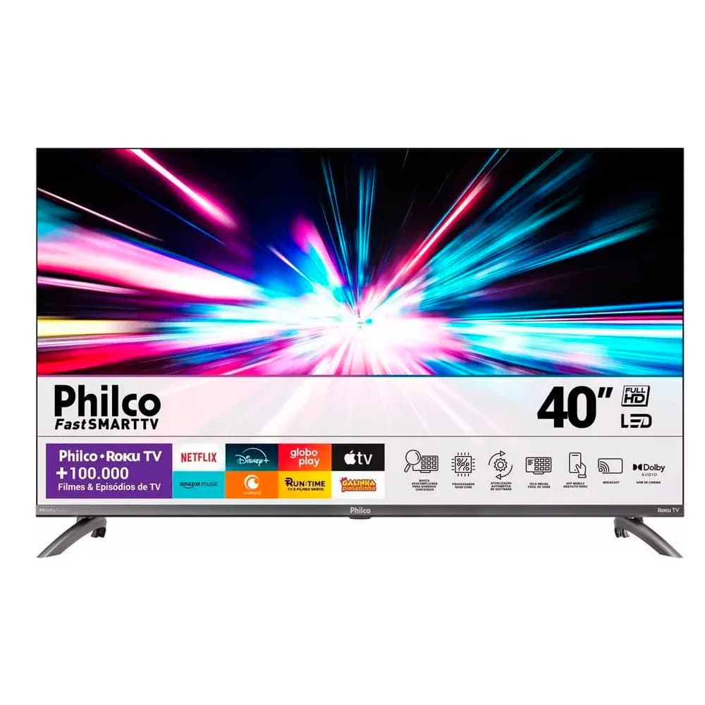 Smart Tv Philco 40" Full HD Roku Tv HDR10 Dolby Audio PTV40 Bivolt