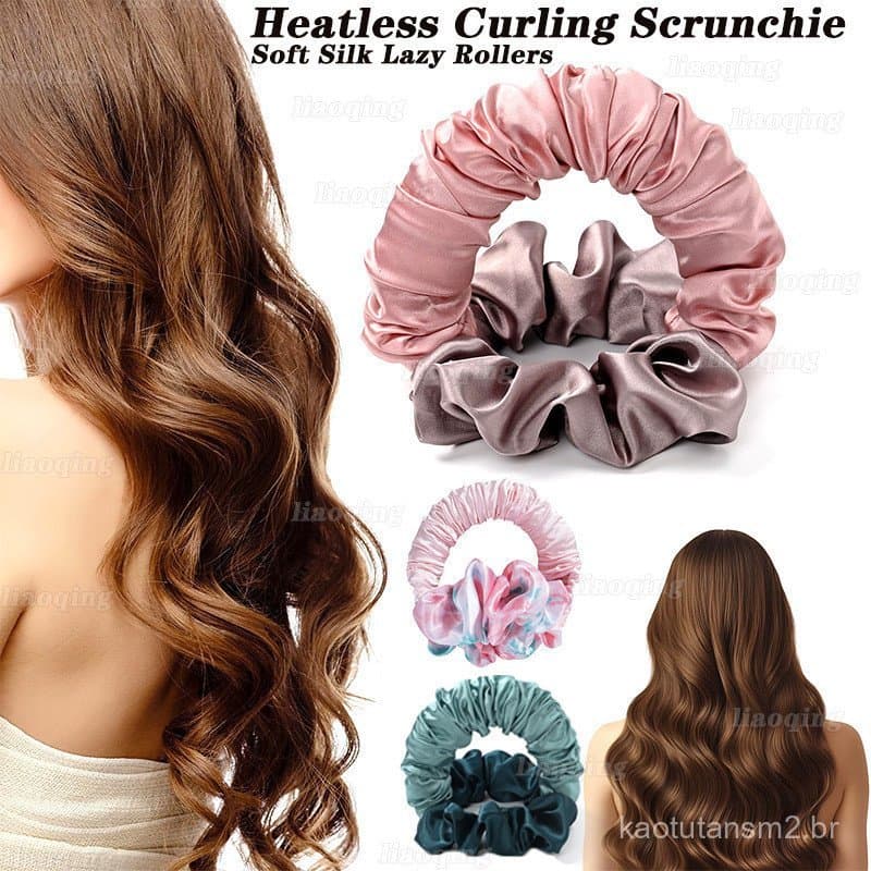 Elástico de Cabelo para Cachos Sem Calor para Mulheres, Modeladores de Cachos de Seda Macia, Faixa de Cabelo para Cabelo