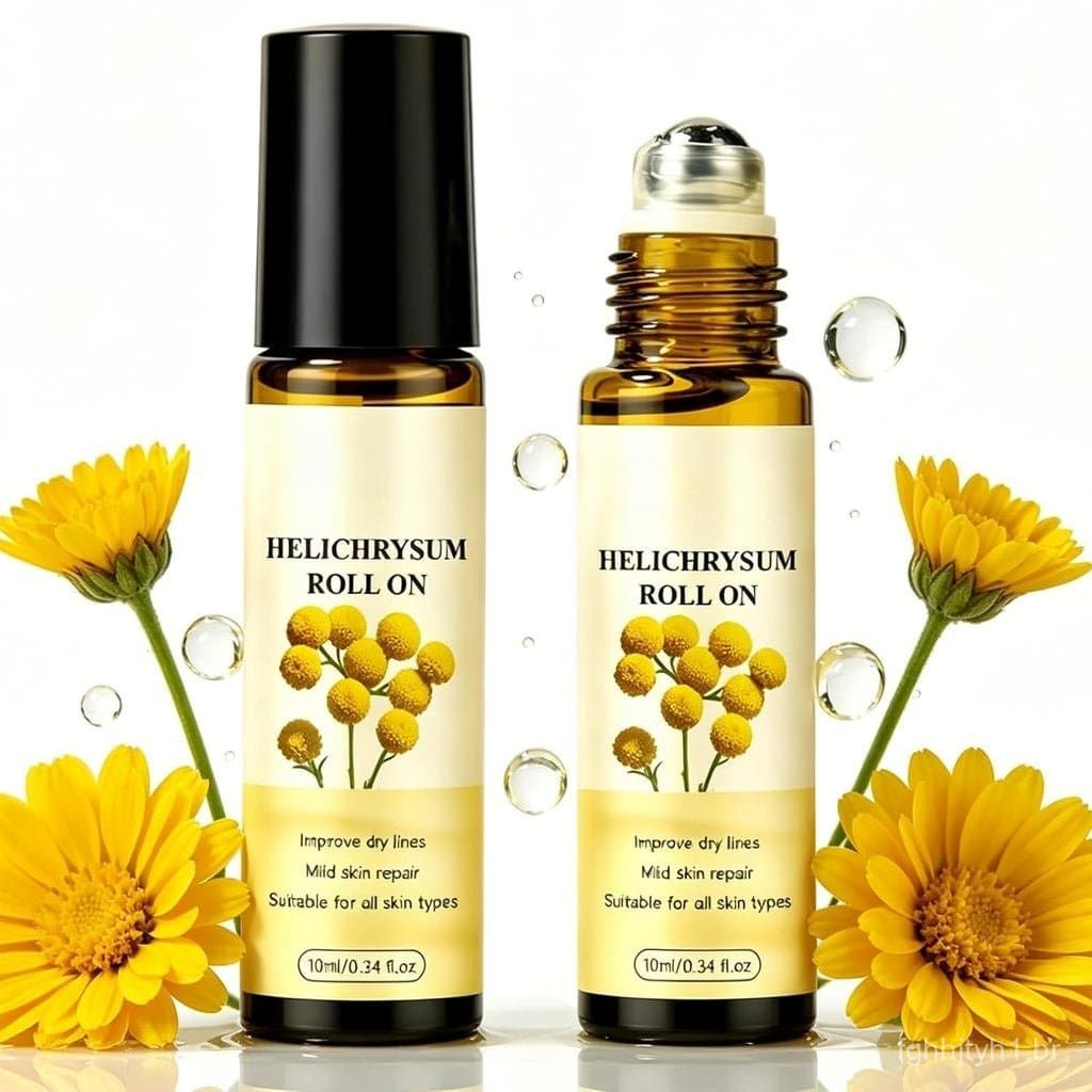 Óleo Facial de Helichrysum em Roll-On com Óleo de Jojoba, Sérum Facial Hidratante, Pacote com 2 Unidades |   Roll-on lev